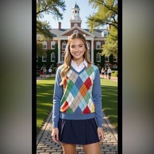 Brooks Brothers colourful argyle sweater 100% supima cotton